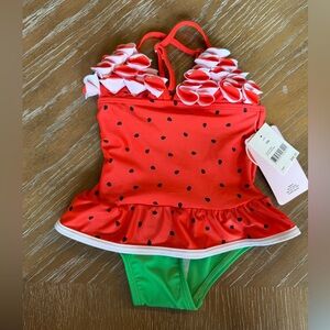 Floatimini Red and Green Ruffle Kids Swimsuit
